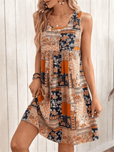 Sage | Women's Boho Patchwork Print Sleeveless Mini Dress