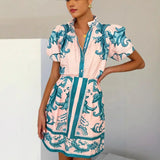 Aria | Women's Floral Print Puff Sleeve Mini Dress V-Neck