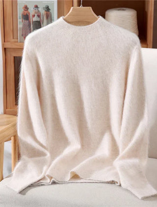 Women’s Soft Mock-Neck Knit Sweater in Cream