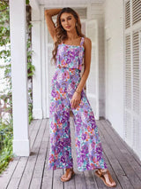 Sienna | Women's Floral Wide Leg Jumpsuit Sleeveless Backless
