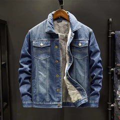 Cosmonite Fleece Denim Men's Jacket - Dark Blue
