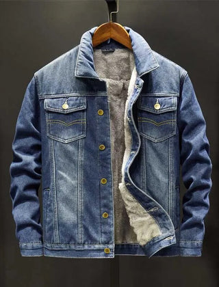 Cosmonite Fleece Denim Men's Jacket - Dark Blue