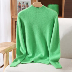 Women’s Soft Mock-Neck Knit Sweater in Green