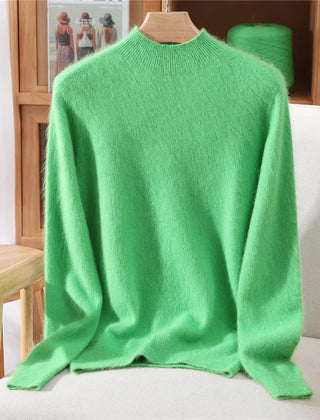 Women’s Soft Mock-Neck Knit Sweater in Green