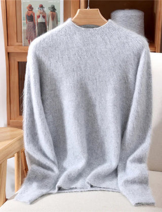Women’s Soft Mock-Neck Knit Sweater in Gray