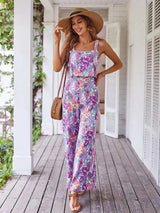 Sienna | Women's Floral Wide Leg Jumpsuit Sleeveless Backless