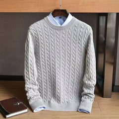 Men’s Cotton Cable-Knit Sweater in Gray
