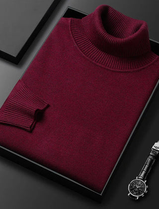 Men's Marco Slim Turtleneck Sweater - Wine Red