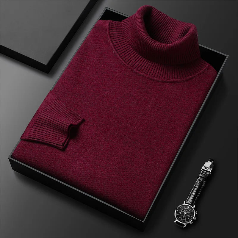 Men's Marco Slim Turtleneck Sweater - Wine Red