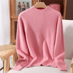 Women’s Soft Mock-Neck Knit Sweater in Pink