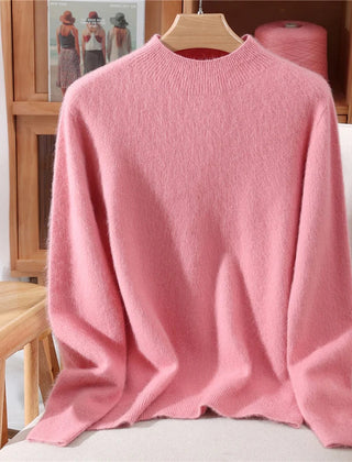 Women’s Soft Mock-Neck Knit Sweater in Pink