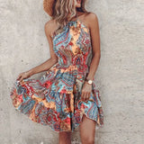 Loxley™ | Backless Irregular Printed Mini Dress