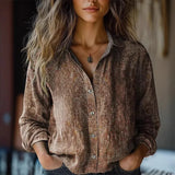 Indie | Women's Boho Print Long Sleeve Button-Up Blouse