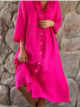 Gertrude | Women's Shirt Dress V-Neck Long Sleeve Oversized Maxi Dress