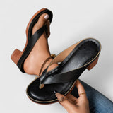 Talia | Women's Block Heel Thong Sandals Ankle Strap