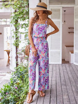Sienna | Women's Floral Wide Leg Jumpsuit Sleeveless Backless