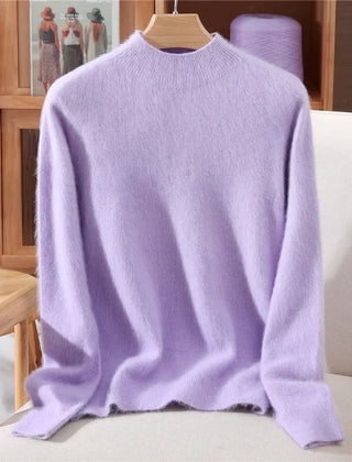 Women’s Soft Mock-Neck Knit Sweater in Lavender Purple