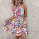 Loxley™ | Backless Irregular Printed Mini Dress