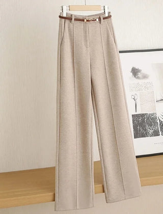 Women’s Lambswool Straight-Leg Tailored Pants in Apricot