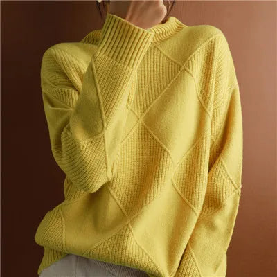Women's Isla Ribbed Turtleneck Sweater - Yellow