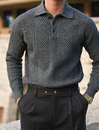 Men's Verona Knit Polo Sweater - Charcoal Slate