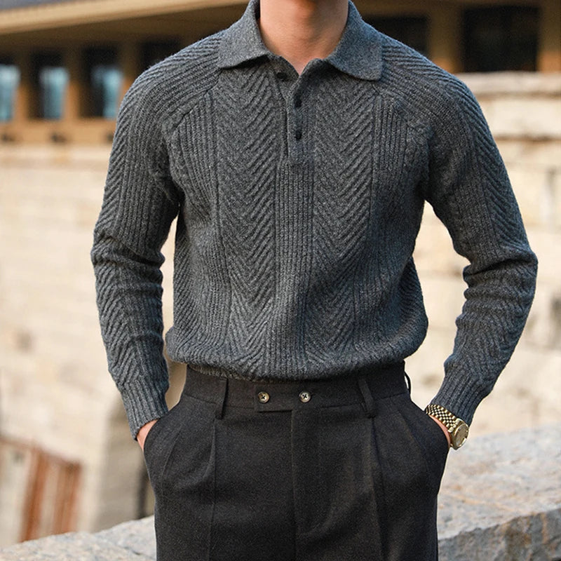 Men's Verona Knit Polo Sweater - Charcoal Slate