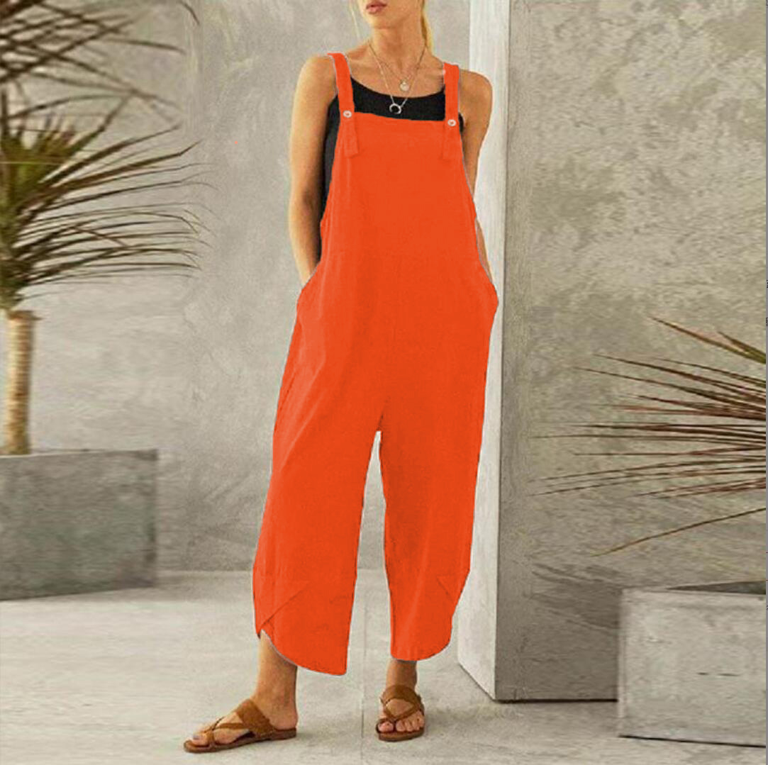 Harper | Women's Wide Leg Linen Jumpsuit Sleeveless Overalls