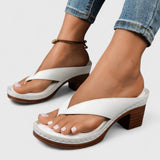 Talia | Women's Block Heel Thong Sandals Ankle Strap