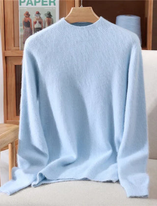 Women’s Soft Mock-Neck Knit Sweater in Blue