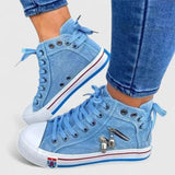 Roxy | Women's High Top Denim Sneakers Zip Stud Detail