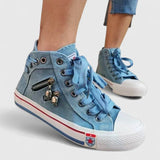 Roxy | Women's High Top Denim Sneakers Zip Stud Detail