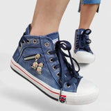 Roxy | Women's High Top Denim Sneakers Zip Stud Detail