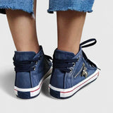 Roxy | Women's High Top Denim Sneakers Zip Stud Detail