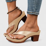 Talia | Women's Block Heel Thong Sandals Ankle Strap