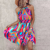 Loxley™ | Backless Irregular Printed Mini Dress