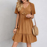 Audrey | Trendy Boho Ruffle Hem Mini Dress