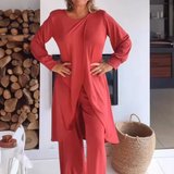 Danielle | Women's Two-Piece Lounge Set Long Sleeve Top & Wide-Leg Trousers