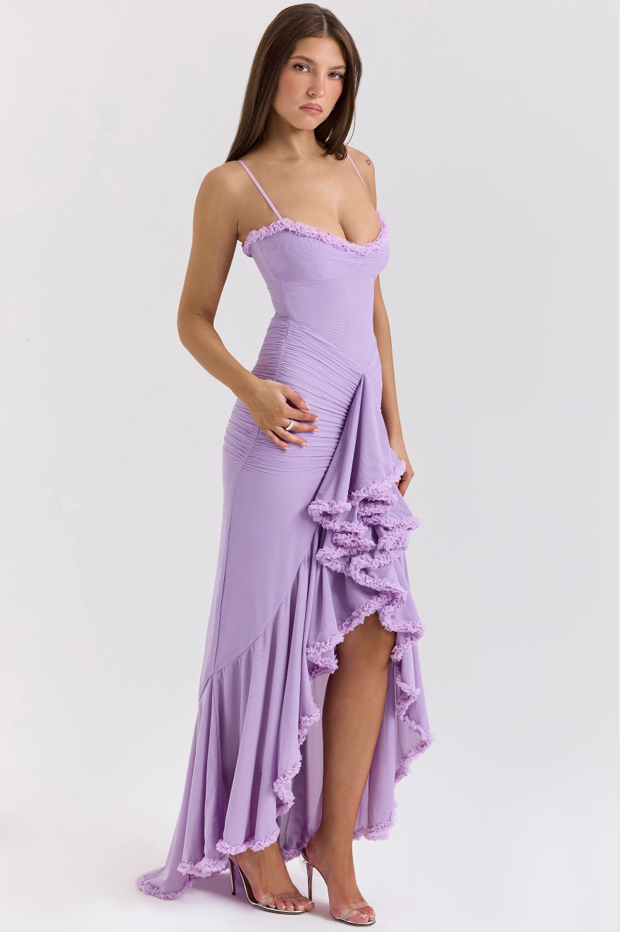 Fauna | Ruched Ruffle Dovetail Party Dress