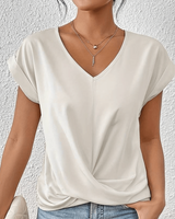 Cara | Women's V-Neck Twist Hem Top Short Sleeve Casual Summer T-Shirt