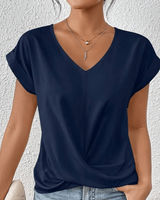 Cara | Women's V-Neck Twist Hem Top Short Sleeve Casual Summer T-Shirt