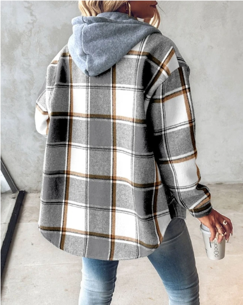 Women’s Plaid Flannel Hooded Shacket