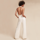 Elina | Women's V-Neck Wide-Leg Jumpsuit Sleeveless Backless Formal Playsuit