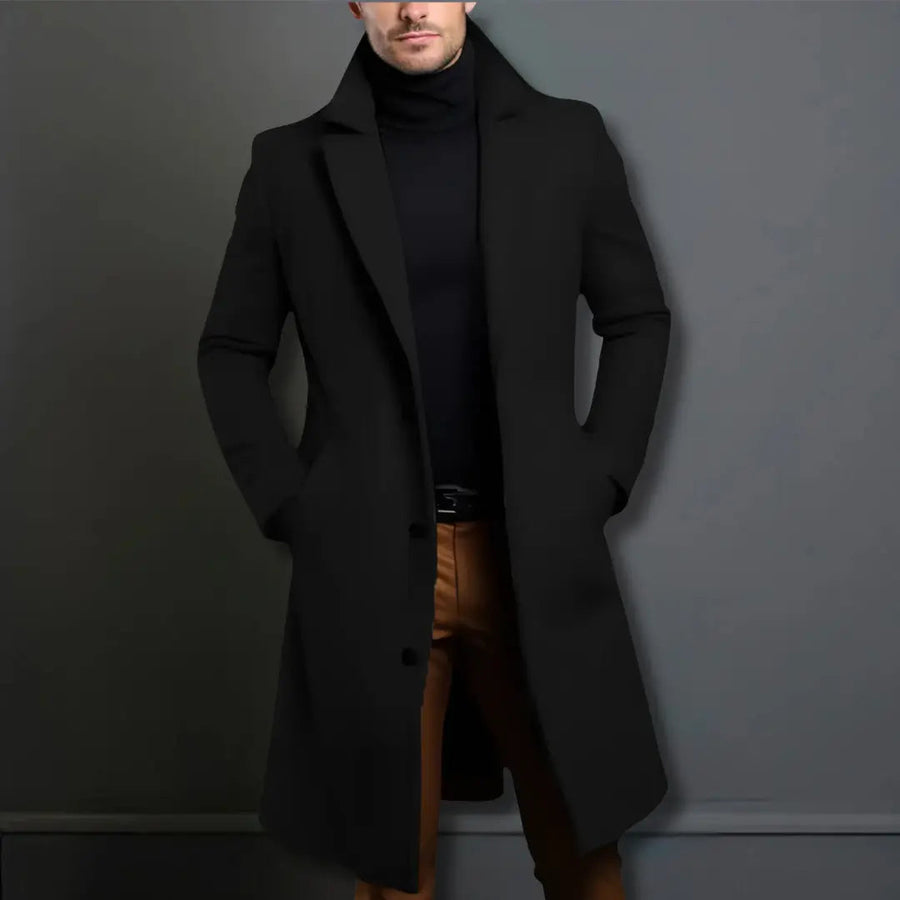 Castello Wool-Blend Men's Overcoat - Black