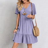 Audrey | Trendy Boho Ruffle Hem Mini Dress