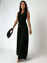 Vera | Women's V-Neck Sleeveless Wide Leg Formal Jumpsuit