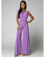 Vera | Women's V-Neck Sleeveless Wide Leg Formal Jumpsuit