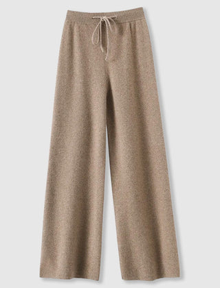 Women’s Cashmere-Blend Drawstring Wide-Leg Knit Pants in Khaki