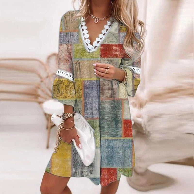 Alena | Boho Printed Mini Dress