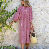 Margot | Women's V-Neck Puff Sleeve Boho Floral Maxi Dress