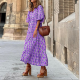 Margot | Women's V-Neck Puff Sleeve Boho Floral Maxi Dress